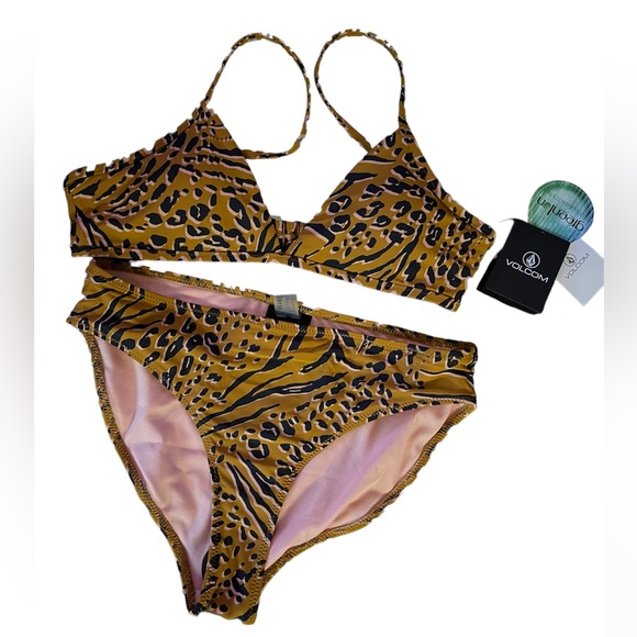 NWT Volcom GIRLS RUNNING WILD BIKINI SET - ANIMAL PRINT Sz: 14 - Picture 4 of 15